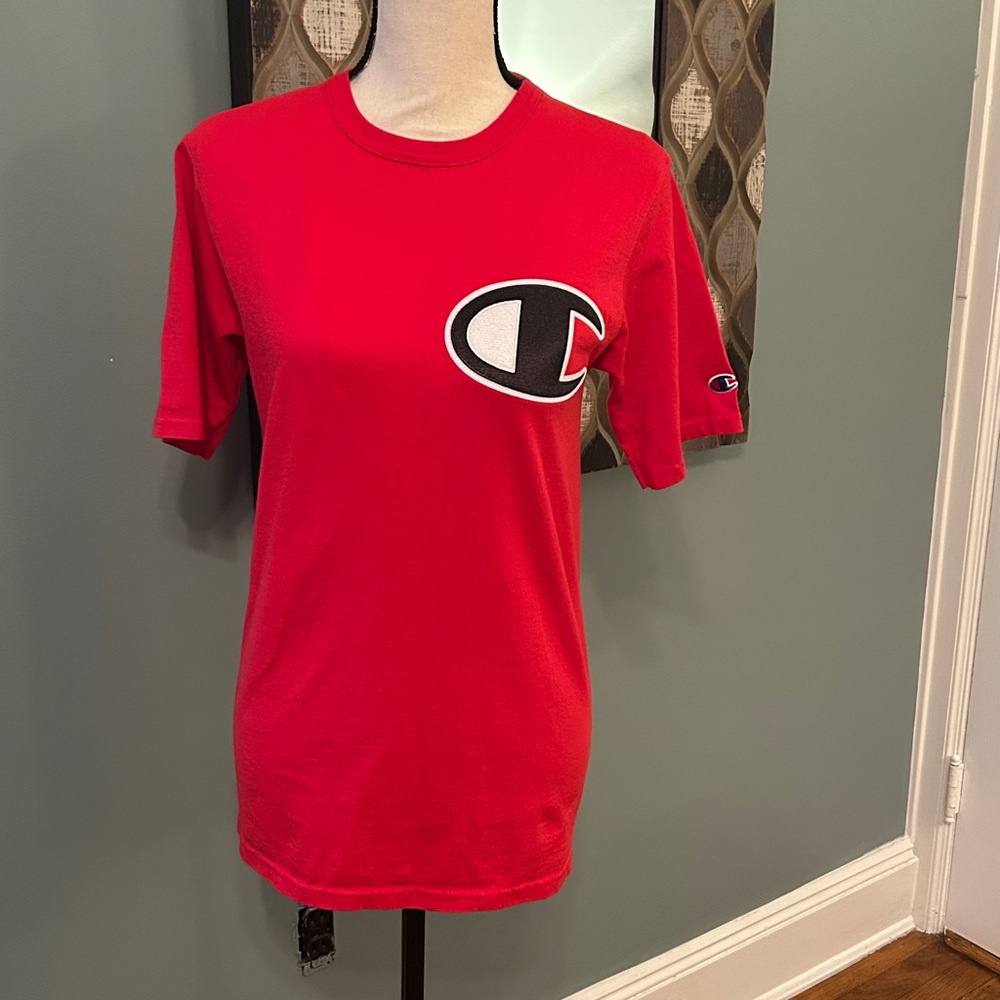 Champion Bold Red Tee with Iconic Emblem